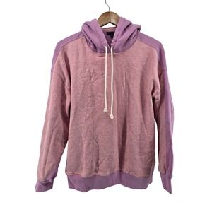 J.Crew Mainline French Terry Hoodie L Berry Colorblock 90s Retro